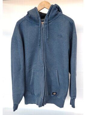 Dickies Zip Up Hoodie Fleece Lined Dark Denim with gray lining Size XL